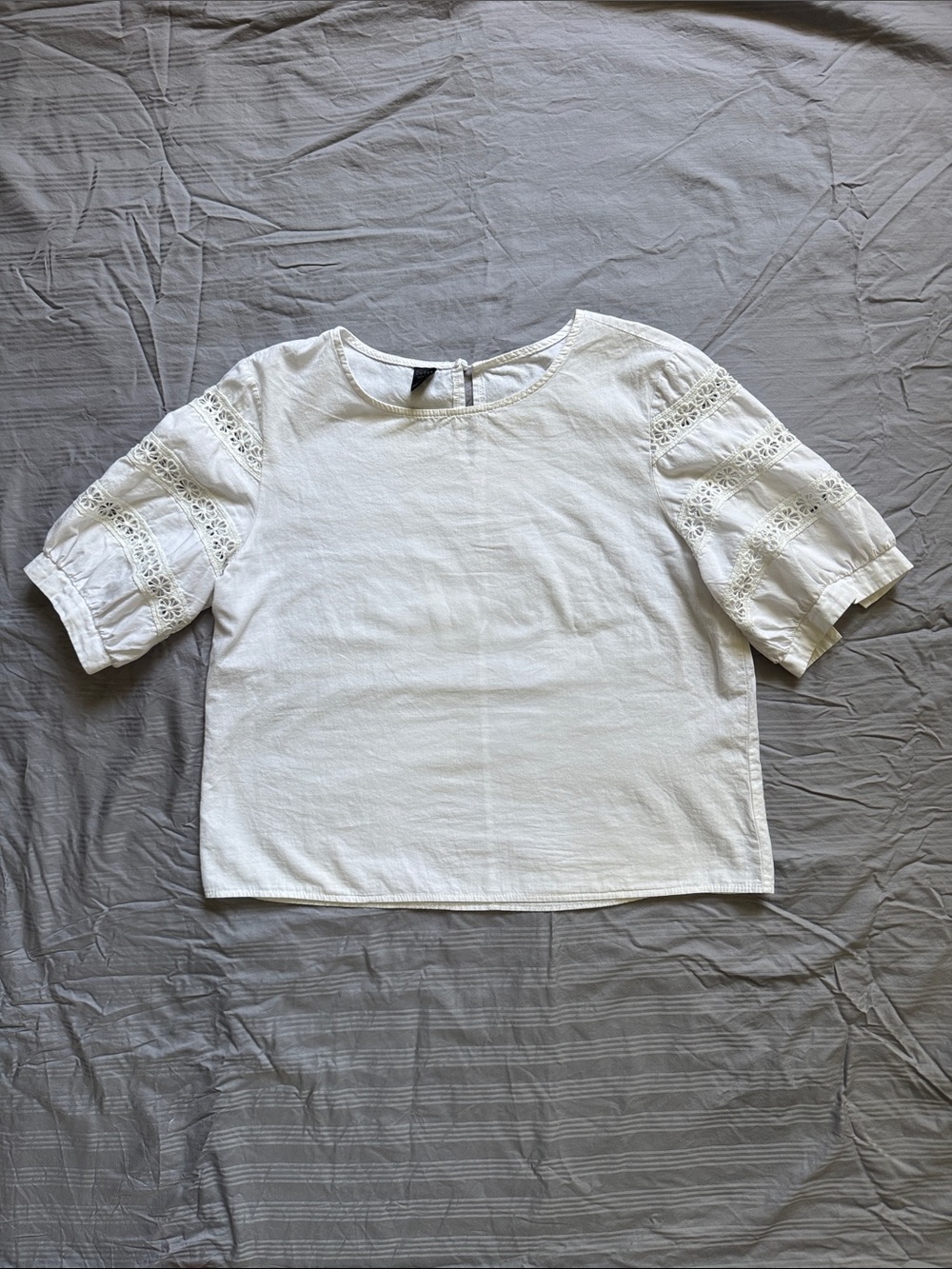 Women's White Eyelet Sleeve Boxy Blouse